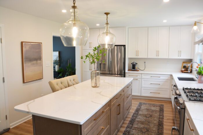 View of white traditional kitchen