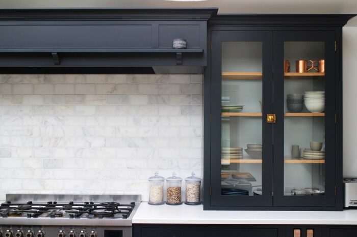 View of white traditional kitchen