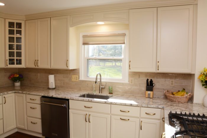 View of white traditional kitchen